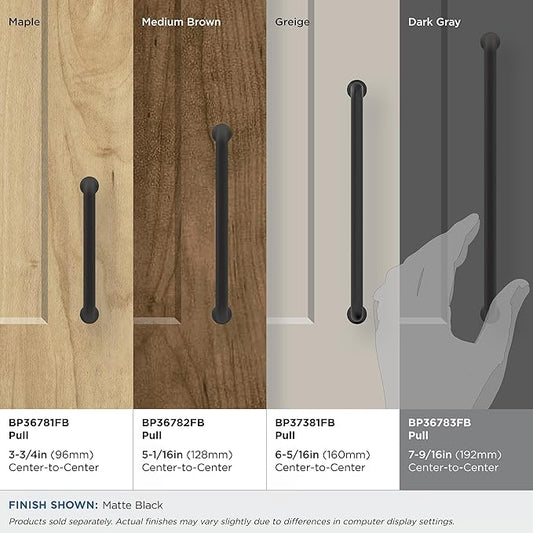 Amerock | Cabinet Pull | Matte Black | 7-9/16 inch (192 mm) Center-to-Center | Factor | 1 Pack | Drawer Pull | Cabinet Handle | Cabinet Hardware