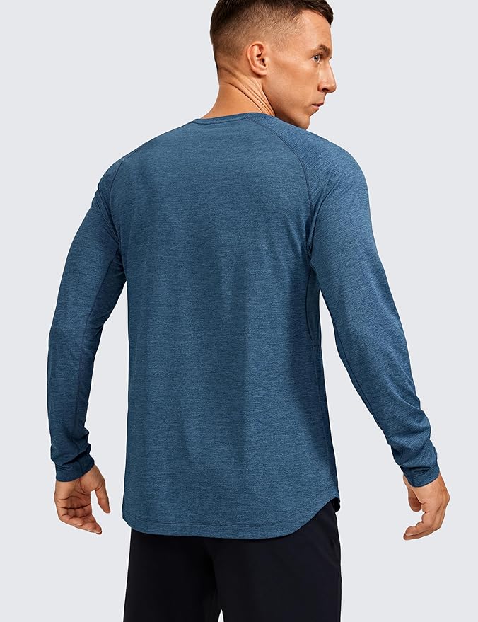 CRZ YOGA Lightweight Long Sleeve Shirts for Men Moisture Wicking Quick Dry T-Shirt Workout Running Basic Tee Tops