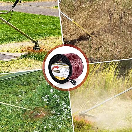 A ANLEOLIFE 3-Pound Heavy Duty Octa-Twist .155-Inch-by-379-ft Trimmer Line Spool,OTRIXT Co-Extruded Multi-Edge Spiral Weed Eater String, Red
