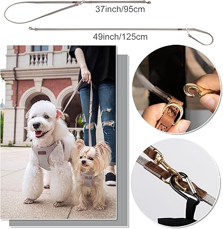 Puppytie No Pull xs Dog Harness with Multifunction Dog Leash,Soft Adjustable No Choke Escape Proof Pet Harness Vest,denimn Gray,xs