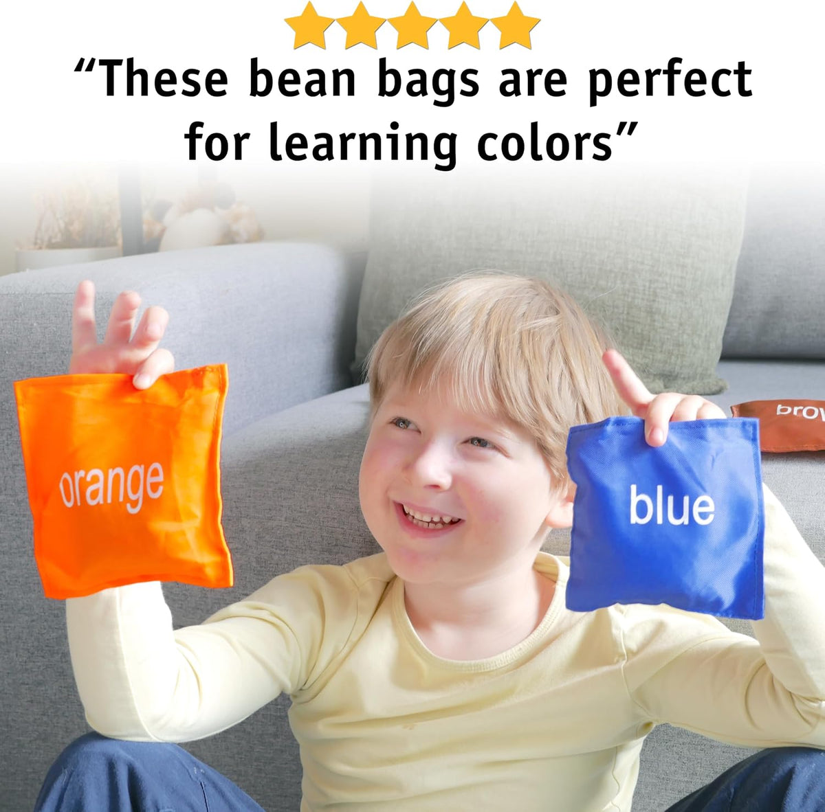 A+ Assets 10 Pack Multicolor Bean Bags Labeled With Color Names