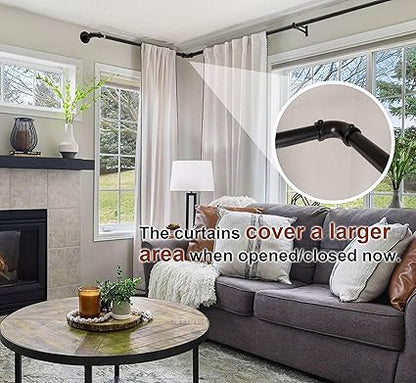 Industrial Curtain Rods for Windows 48 to 84, 2 Pack 1 Inch Heavy Duty Curtain Rods, IndoorOutdoor Curtain Rod 48-84 inch, Wrap Around Blackout Curtain Rod, Rustic Black Drapery Rods