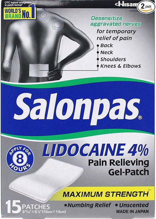 Salonpas Lidocaine Gel-Patch (15 Count) (2 Pack)