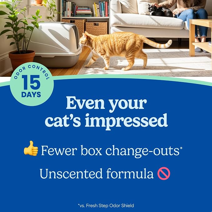 Fresh Step Advanced Ever Fresh Unscented Clumping Cat Litter, 16 lb., 2 Pk Ultra Absorbent to Last Longer, Unscented, Lowest Dust Formula, Compatible with Most Auto Litter Boxes