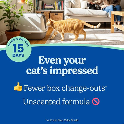 Fresh Step Advanced Ever Fresh Unscented Clumping Cat Litter, 16 lb., 2 Pk Ultra Absorbent to Last Longer, Unscented, Lowest Dust Formula, Compatible with Most Auto Litter Boxes