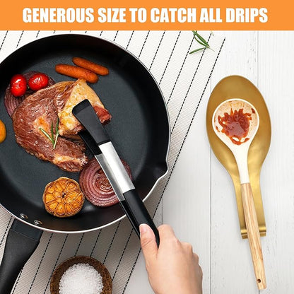 Stainless Steel Spoon Rest, Spatula Ladle Holder, Stainless Steel Utensil Spoon Rest Holder, Brushed Finish, Dishwasher Safe 9.8 x 3.7 Inch (Gold 1PC)