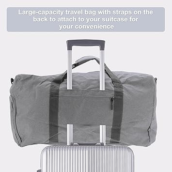 Duffle Bag for Travel, Women's Travel Duffel Bag, with Fixed Luggage Strap, Travel Duffle Bags, Shoe Compartment and Wet Pocket Design, Gray
