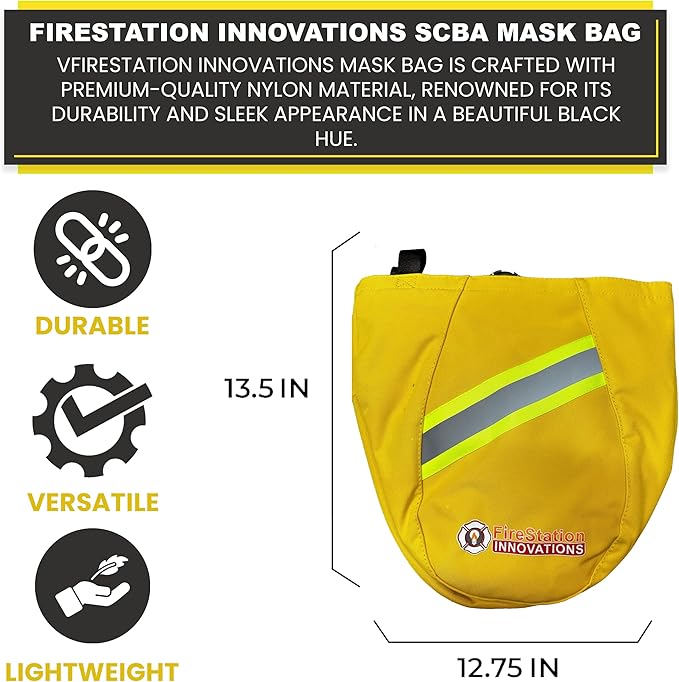 SCBA MASK BAG - Heavy Duty Firefighters Bags with Multiple Pockets| Respirator Bags with Sleek Design and Extra Storage (Yellow)