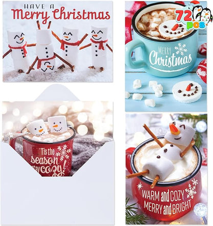 JOYIN 72 PCS Christmas Holiday Greeting Cards with Envelopes for Winter Xmas Season Merry Christmas Cards, Winter Animal Collection, Wintertime Gifts Cards