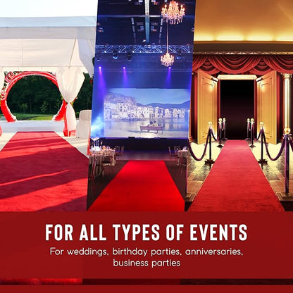 Red Carpet Runner for Party - Thick Durable Felt  Non-Slip Grip Dots  Rug Party Decorations - Wedding Ceremony Aisle Runner, Hollywood Oscars Grammy Event Runway