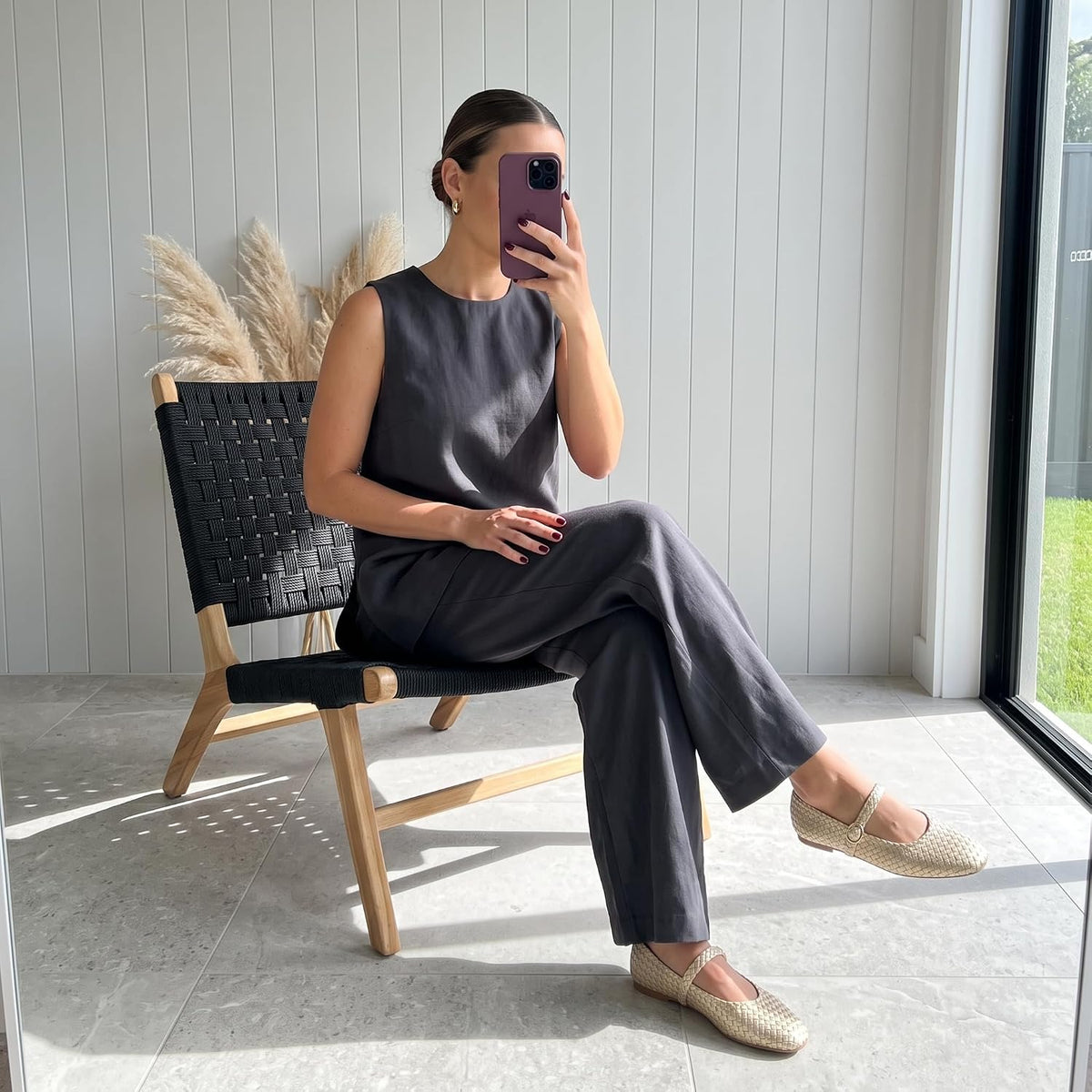 CUSHIONAIRE Bistro Mary Jane Flats for Women, Woven Ballet Flats Shoes with Strap and Memory Foam for All-Day Comfort .