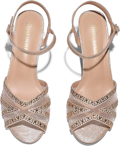 DREAM PAIRS Women's Nina Low Heel Pump Sandals