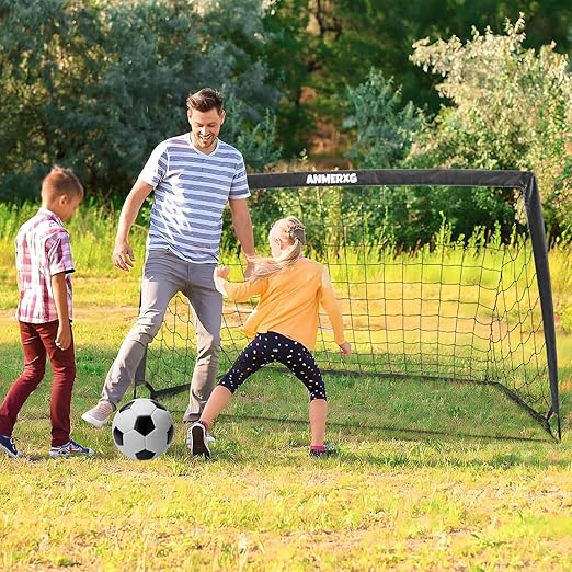 6x4FT Kids Soccer Goal for Backyard Set Portable Soccer Goal with Ball Pump and Cones Soccer Net Set of 2 Training Equipment Outdoor Sports Gift