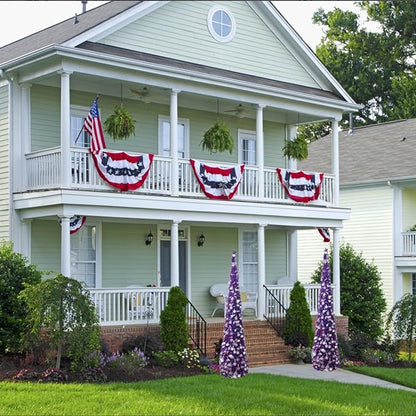 4th of July Decor Tree, Patriotic Pop up Pencil Christmas Tree,5 Ft Christmas Tinsel Tree,Sequin Star Ornaments Garland Collapsible Tree for Independence Day Memorial Home Decor