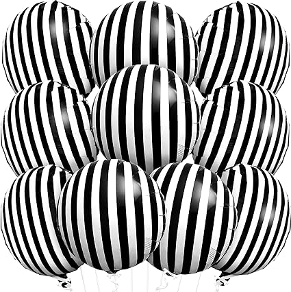 KatchOn, Big Black and White Stripe Balloons - 18 Inch, Pack of 10  Black and White Balloons Decorations  graduation balloons for Graduation Decorations 2025  Graduation Decorations Class of 2025