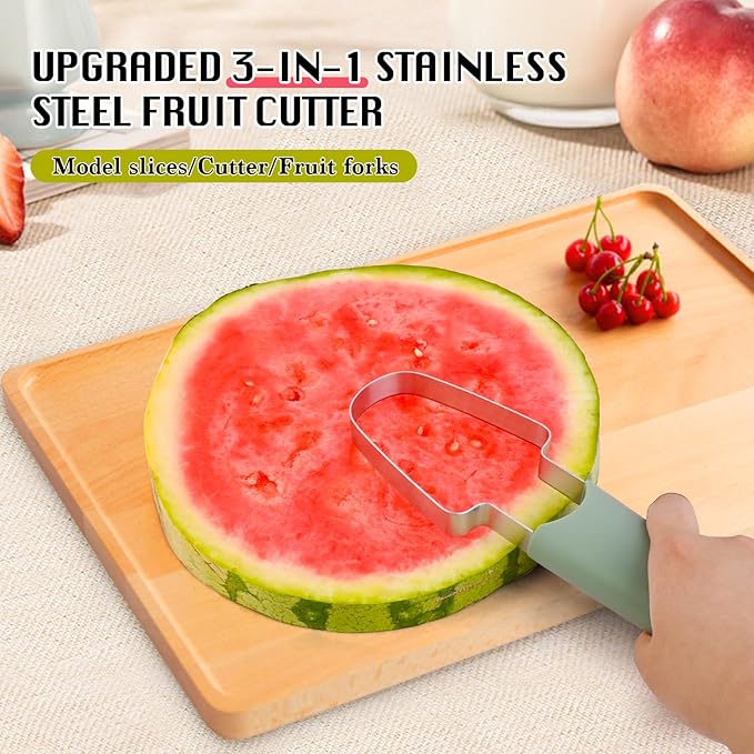 Watermelon cutter, watermelon cutter, 3 in 1 watermelon cutter, stainless steel watermelon paddle cutting tool, melon cutter knife, portability fruit fork for