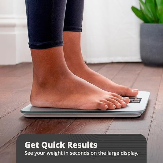 Greater Goods Digital AccuCheck Bathroom Scale for Body Weight, Capacity up to 400 lbs, Batteries Included, Ash Grey