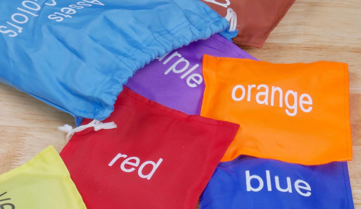 A+ Assets 10 Pack Multicolor Bean Bags Labeled With Color Names