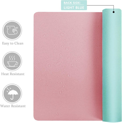 Desk Mat Large Protector Pad - Multifunctional Dual-Sided Office Desk Pad,Smooth Surface Soft Mouse Pad, Waterproof Desk Mat for Desktop, Pu Leather Desk Cover for Office/Home(Pink, 31.5" x 15.7")