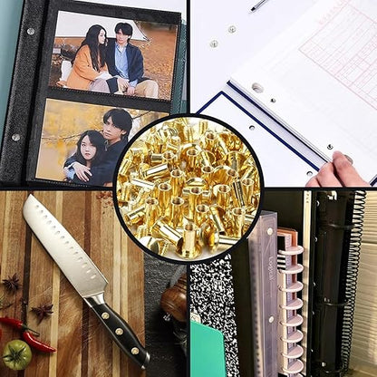 Chicago Binding Screws - 5mm x 10mm Binding Posts - 9.5mm Phillips Nut - Chicago Screw Binding Post Screw Kit for DIY Leather Decoration Scrapbook Photo Albums Bookbinding (Gold, 50 PCS)
