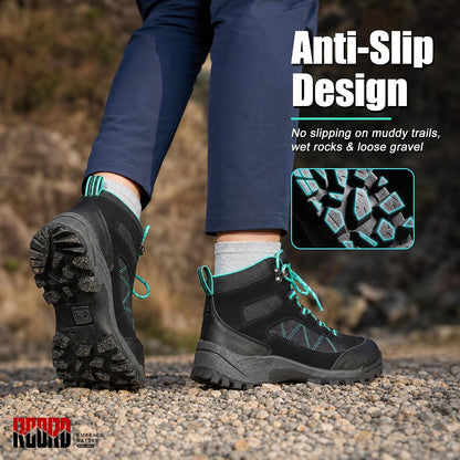 R CORD Womens Hiking Boots Waterproof Hiking Boots Womens Non-Slip Hiking Shoes Backpacking Boots All Day Walking Boots Outdoor