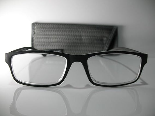 Foster Grant Tyler Mens Womens Black & Gray Rubber Reading Glasses w/Case +1.75 Free Hard CASE + Microfiber Cloth