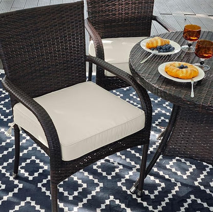 19x19x3 Inch Outdoor Square Corner Chair Cushions with Ties Set of 2, Water&Fade Resistant Thick Seat Cushion Pads for Garden Patio Dining Porch Furniture - Cream Ivory