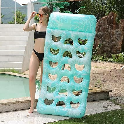 Inflatable Pool Float Lounge Floaties Rafts for Adults Floating Lounger Sun Tanning Floats Cool Water Floaty Swimming Lake Beach Party Toys, Blue