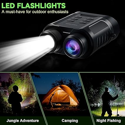 WONGKUO Night Vision Goggles - 5W Upgraded 4K HD IR Binoculars - 8X Digital Zoom, Rechargeable Binoculars with Camera Built in, 32GB Card to Save Photos and Videos, Flashlight for Camping Hunting