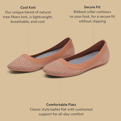 Size 9 Allbirds Women’s Tree Breezer, Knit Ballet Flats, Slip-On Everyday Round Toe Shoes, Machine Washable Made with Natural Materials