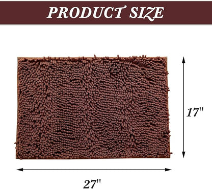 Non-Slip Bath Rug,Extra Soft Microfiber Bedroom Shag Carpet with Anti-Slip Backing,WaterDust Absorbent Fast Dry Shower Mat,Sound Insulated Stairs Pad,Machine Washable (Coffee,17 x 27 Inches)
