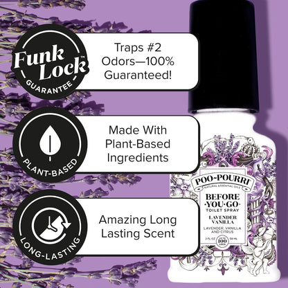 Poo-Pourri Before-You-Go Toilet Spray Refill, Lavender Vanilla,16 Fl Oz, Up to 800 Uses, Bathroom Odor Deodorizer with Essential Oils for Home or Work, Lavender, Vanilla and Citrus Scent