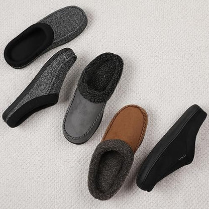 ULTRAIDEAS Men's Nealon Moccasin Clog Slipper, Slip on Indoor/Outdoor House Shoes