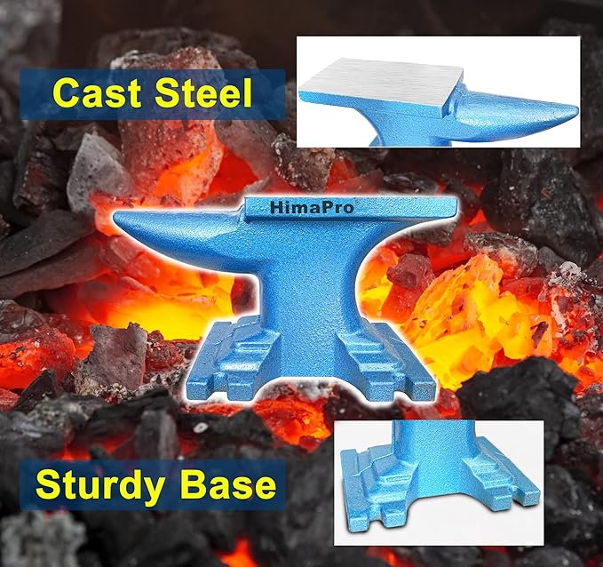 HimaPro Single Horn Anvil for Blacksmith Blue - 11 lbs Cast Iron Anvil - A Wonderful Tool for Jewelry Making and Metal Stamping