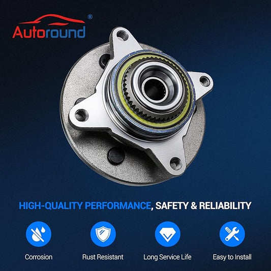 Autoround 515043 Front Wheel Bearing and Hub Assembly Fit for 4x4 4WD Ford Expedition & Lincoln Navigator 2000-2006, 6 Lug w/ABS