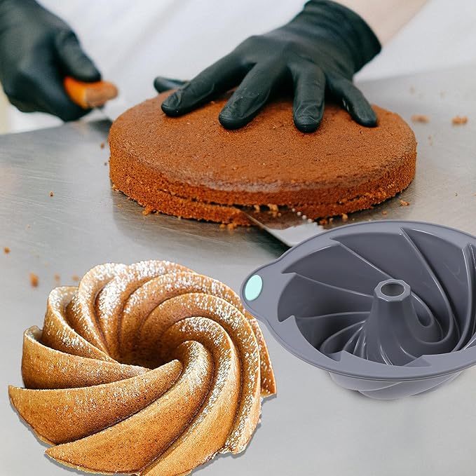 Silicone Cake Pan,Cake Mold Pound Cake Baking Pan Silicone Fluted Cake Baking Pan,Bread Baking Molds,Cake Baking Molds,Baking Mold Accessory for Cake,Gelatin, Bread, Para Gelatinas