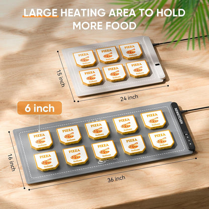 Warming Mat for Food, (XXL 36"x16") Food Warming Mat for Countertop 6 Temp & 6 Hour Settings Upgrade Graphene Fast Full Surface Heating -Versatile Food Warmer for Gatherings, Parties