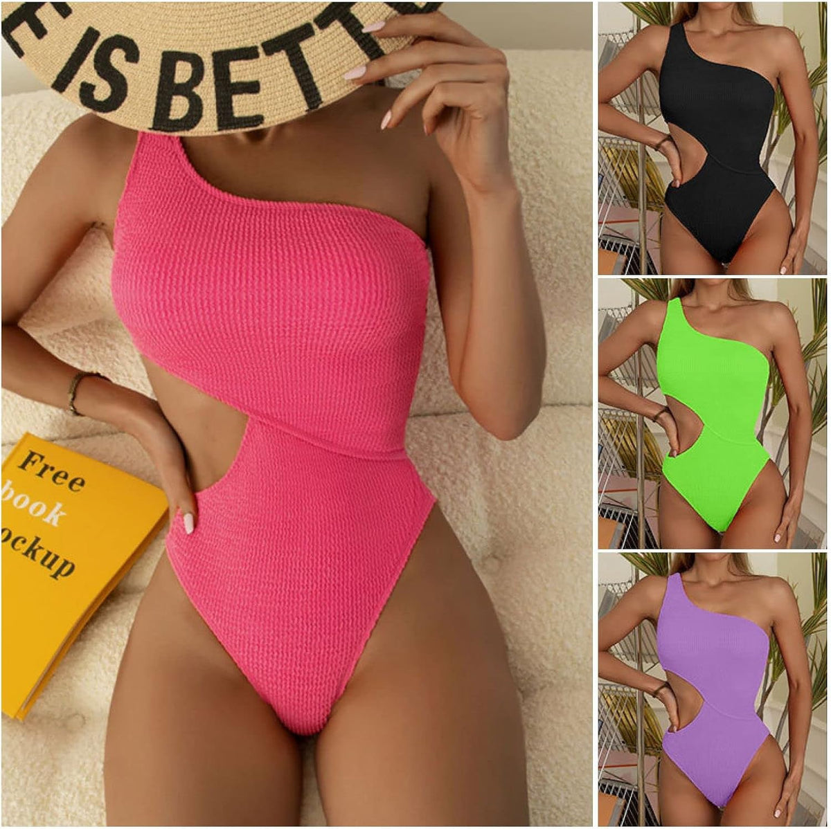 LEFIAGO 2022 Beach Swimsuit Sexy One-Shoulder Swimsuit Women's Bikini-L-Bluecolor