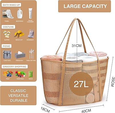 KALIDI FANCY FOREST Beach Mesh Tote Bag, Womens Shoulder handbag MAX 27L Grocery Bag