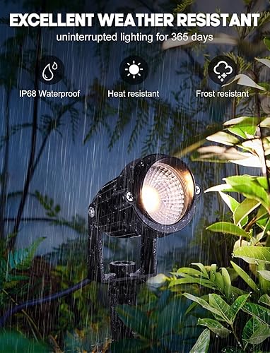 OurLeeme Spotlights Outdoor Waterproof - 8-in-1 LED Christmas Spotlights for Outside with 60W Transformer, Spotlight Landscape Lighting Plug in House Spot Lights Outdoor for Yard Garden (Warm)