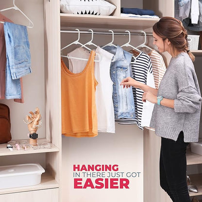 Made in USA Strong Clothes Hangers Bulk, 20-100 Pack Available, Heavy Duty Plastic Hanger for Closet and Clothing (15pk Blue)