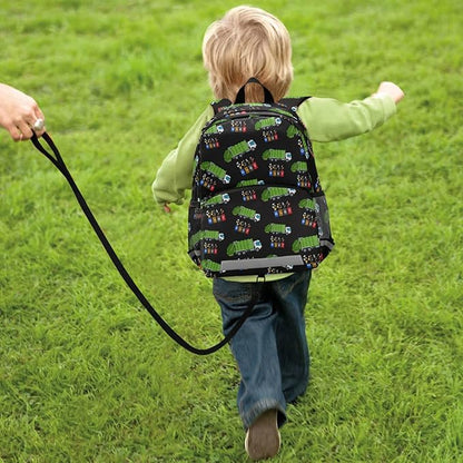 Cute space backpack with safety strap for boys and girls, space rocket with dinosaur design, helicopter, with safety strap, 01145, Cute