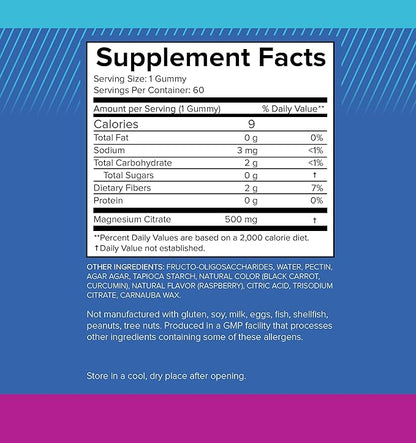 Sugar-free magnesium gummies for adults, high potency 500 mg magnesium supplement, high absorption magnesium citrate gummies, anti-stress vegan gummies, sleep and