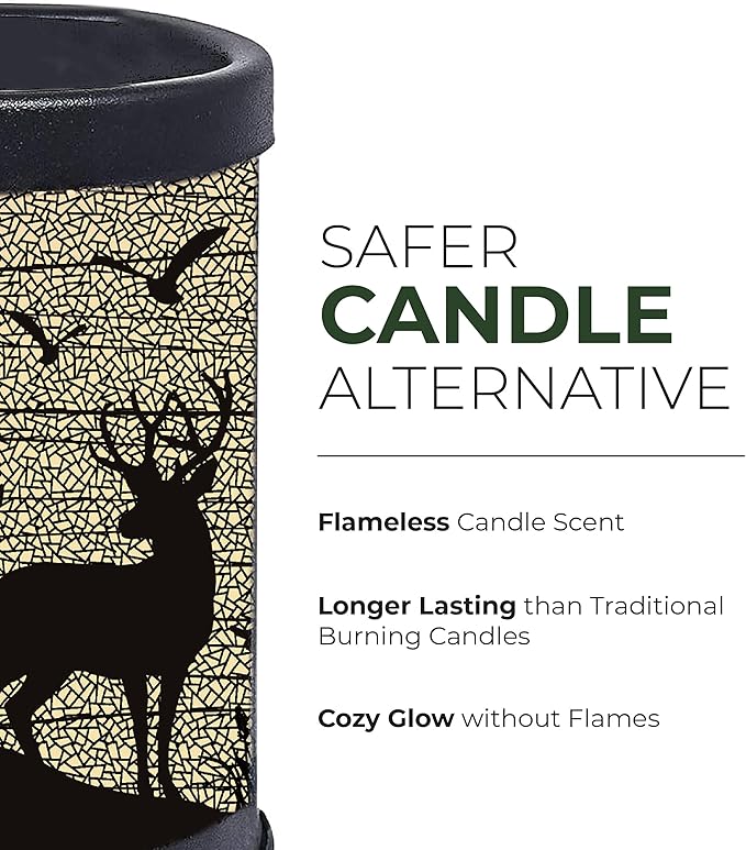 Rivers Edge Products Rustic Electric Candle Warmer Lamp and Wax Warmer for Scented Wax, Night Light, Home Decor, Gift for Home or Office, Black with Backlight Illustration, Deer Silhouette