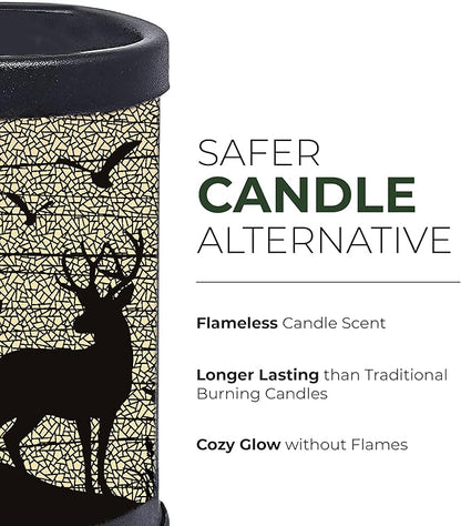 Rivers Edge Products Rustic Electric Candle Warmer Lamp and Wax Warmer for Scented Wax, Night Light, Home Decor, Gift for Home or Office, Black with Backlight Illustration, Deer Silhouette