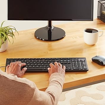 Basics Wired Keyboard, Full-Sized, QWERTY Layout, Black