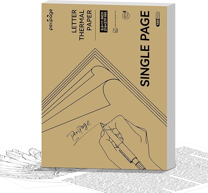 Thermal Printer Paper 8.5''A11'' US Letter 100 Sheets Quick-Dry Single Page Thermal Paper for Portable Thermal Printer