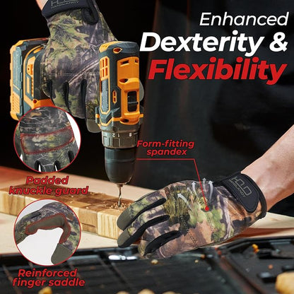 HANDLANDY Work Gloves for Men & Women, Utility Mechanic Working Gloves Touch Screen, Flexible Gardening Gloves for Yard