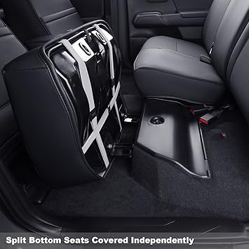 LUCKYMAN CLUB Tacoma Custom Fit Seat Covers for 2016-2023 Tacoma Crew Cab with Faux Leather (Black  Red)