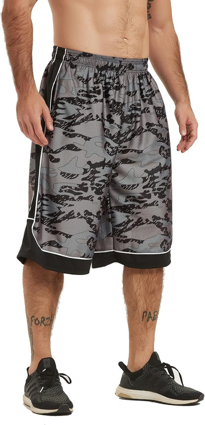 HQUEC Men's 12" Athletic Shorts Long Basketball Workout Shorts Below Knee Loose-Fit with Pockets